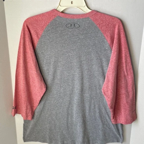 Under Armour Women's  XL Pink and Gray Long Sleeve  Baseball Tee Shirt - Picture 5 of 6